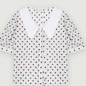 Maje Coiso polka dot-print crepe top.